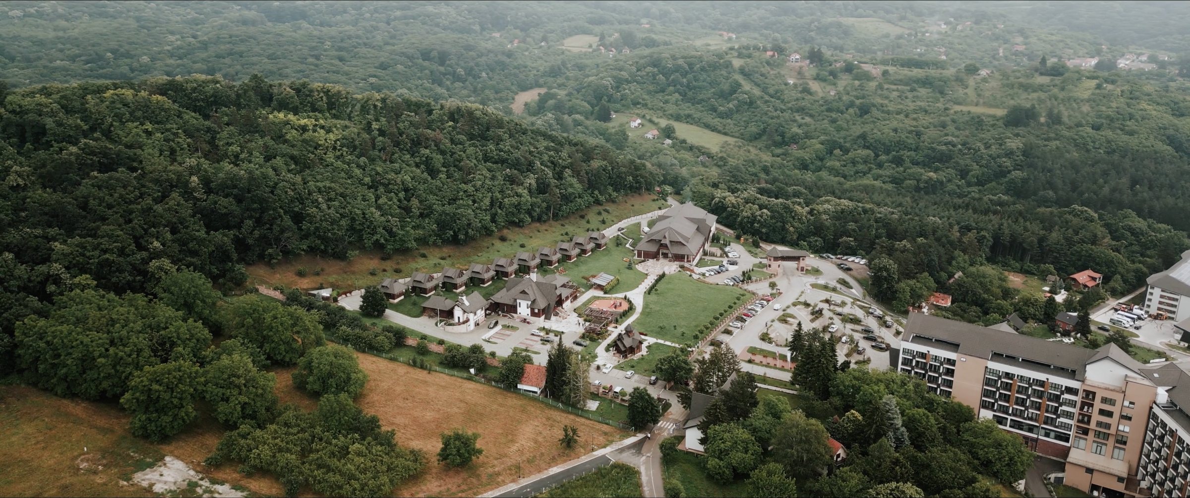 Aerial view of Vrdnička Kula and Fruška Gora